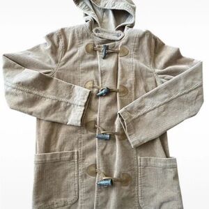 Vintage Lauren Jeans Co. Corduroy Hooded Toggle Duffle Coat - Tan (Size S) woman